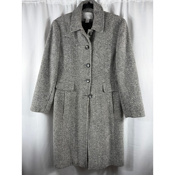 Worthington Jackets & Blazers - Worthington Women's Gray Tweed Wool Blend Button Front Knee Length Coat - Medium